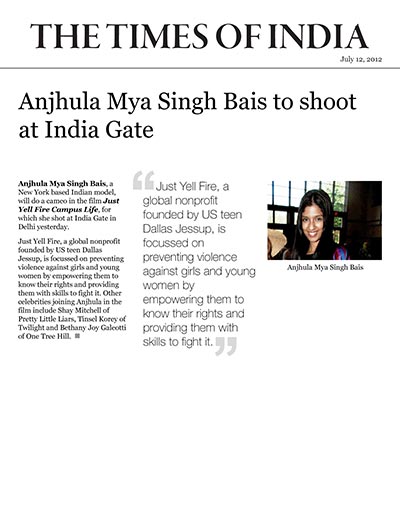 Anjhula Mya Singh Bais to Shoot at India Gate