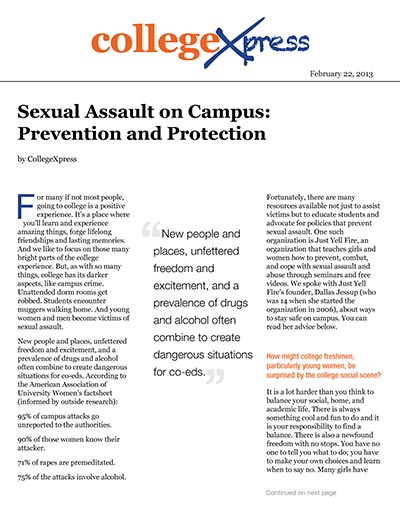 Sexual Assault on Campus: Prevention and Protection